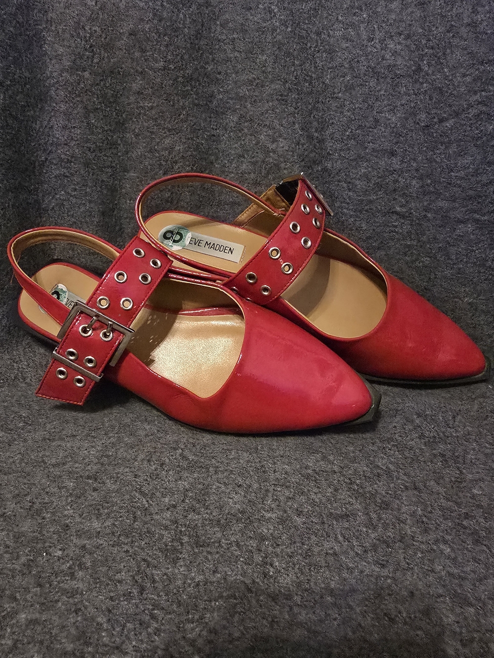 Steve Madden Red Pointed Slingback Flats with Grommet Strap Size 8